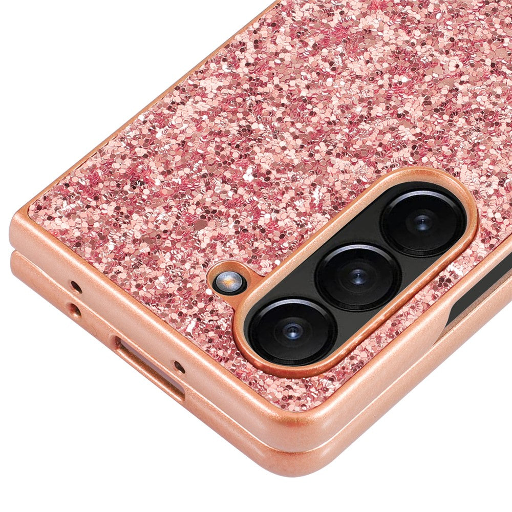 For Samsung Galaxy Z Fold5 5G Glitter Sequins Phone Case Electroplating TPU Frame Hard PC Back Cover