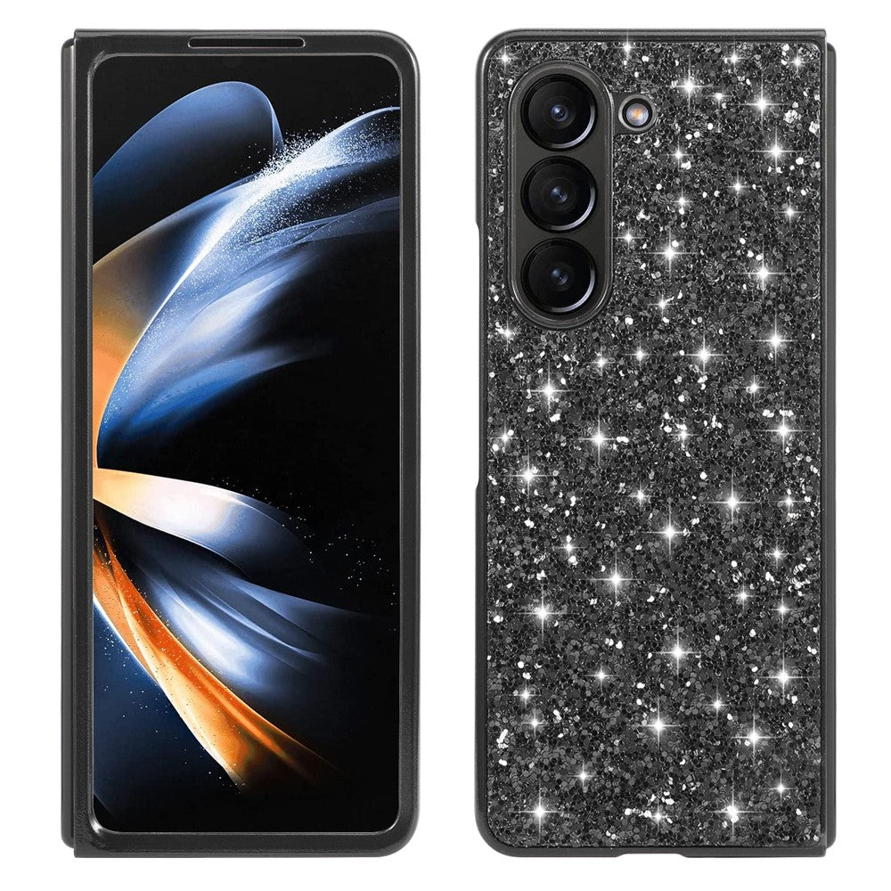 For Samsung Galaxy Z Fold5 5G Glitter Sequins Phone Case Electroplating TPU Frame Hard PC Back Cover