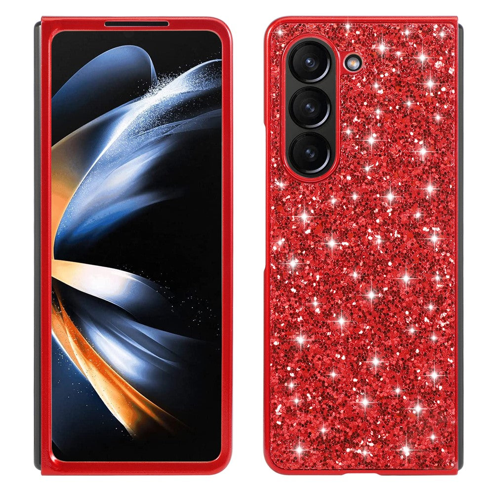 For Samsung Galaxy Z Fold5 5G Glitter Sequins Phone Case Electroplating TPU Frame Hard PC Back Cover