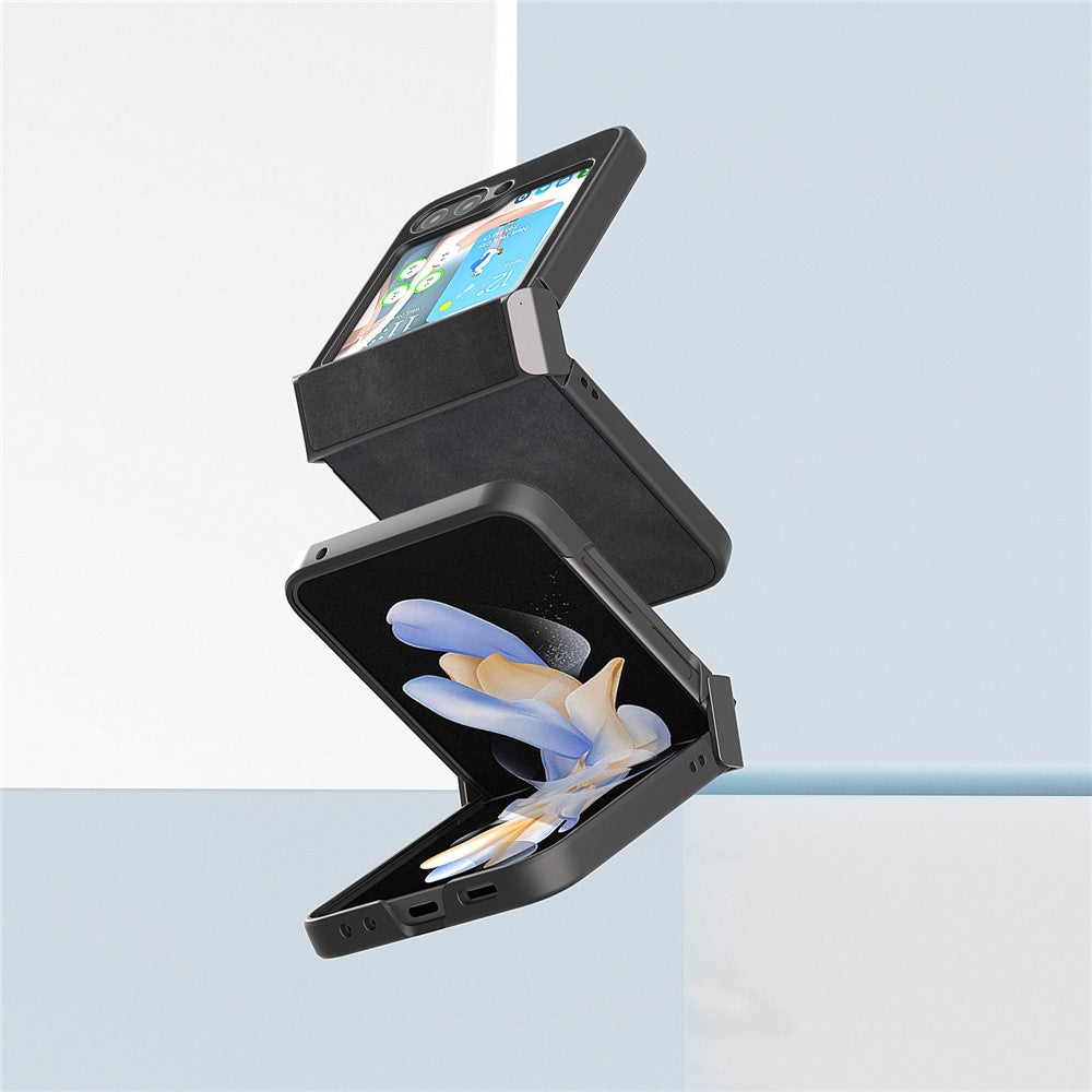 ABEEL For Samsung Galaxy Z Flip5 5G PU Leather + PC Phone Case Cowhide Texture Hinge Protection Cover