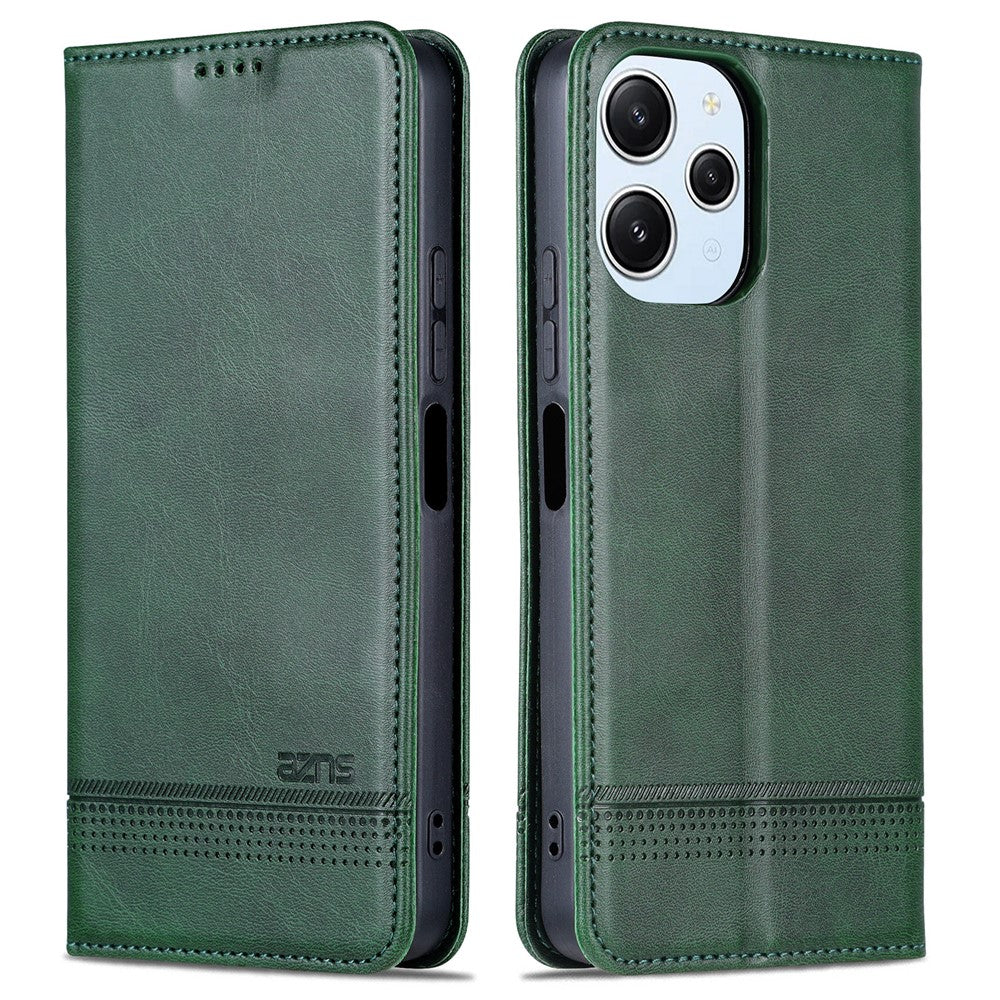 AZNS For Xiaomi Redmi 12 4G Supporting Stand Phone Cover  PU Leather Flip Wallet Case Magnetic Phone Shell