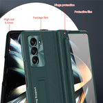 For Samsung Galaxy Z Fold5 5G Kickstand Case Hinge Protection PU Leather PC Cover with Tempered Glass Film, Pen