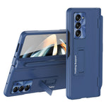 For Samsung Galaxy Z Fold5 5G Kickstand Case Hinge Protection PU Leather PC Cover with Tempered Glass Film, Pen