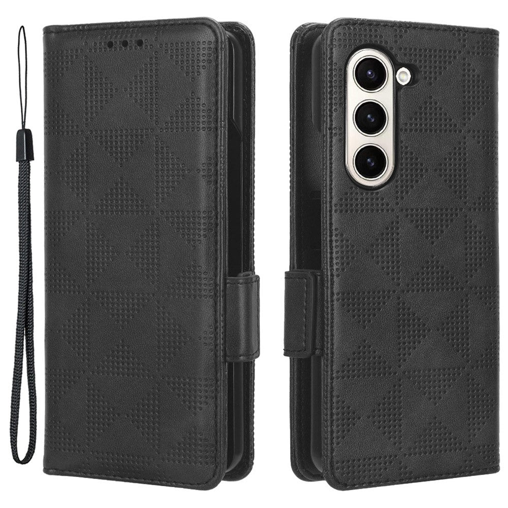For Samsung Galaxy Z Fold5 5G Imprinted Triangle Cell Phone Cover PU Leather Stand Wallet Case