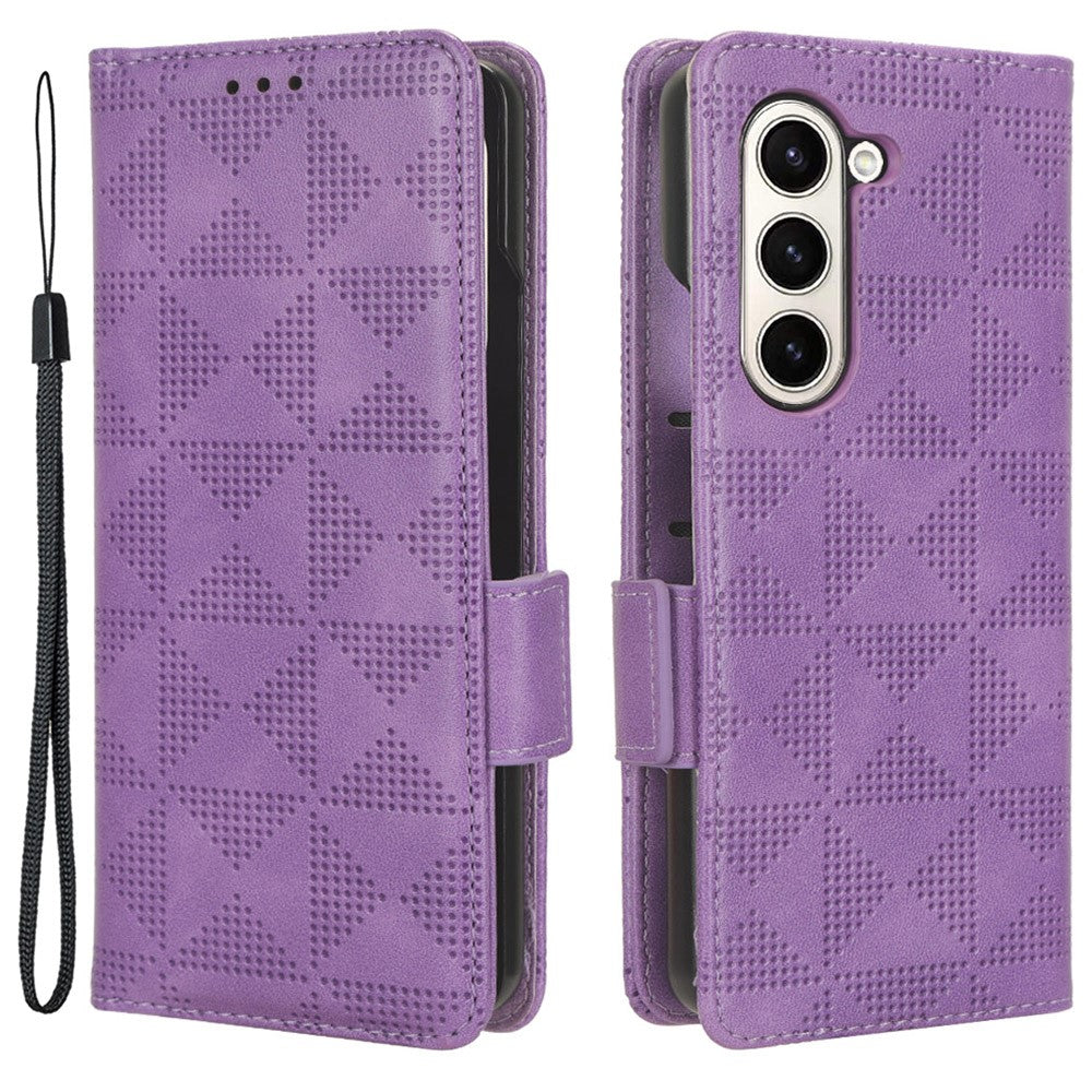 For Samsung Galaxy Z Fold5 5G Imprinted Triangle Cell Phone Cover PU Leather Stand Wallet Case