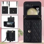 ZD 03 Phone Case for Samsung Galaxy Z Flip5 5G PU Leather + PC RFID Blocking Wallet Cover with Strap