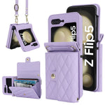 ZD 03 Phone Case for Samsung Galaxy Z Flip5 5G PU Leather + PC RFID Blocking Wallet Cover with Strap