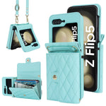 ZD 03 Phone Case for Samsung Galaxy Z Flip5 5G PU Leather + PC RFID Blocking Wallet Cover with Strap