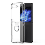 Samsung Galaxy Z Flip5 5G hårt PC-skal transparent mobilfodral med metallringhållare