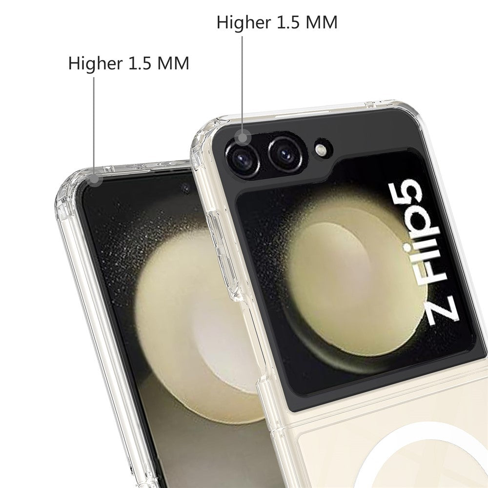 Samsung Galaxy Z Flip5 5G Transparent mobilskal Akryl+TPU mobilskal Magnetiskt Skal