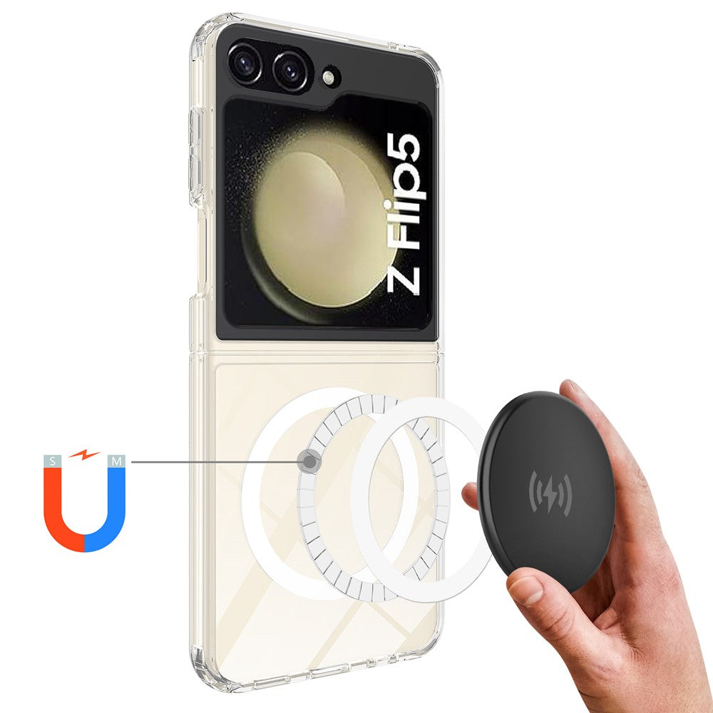 Samsung Galaxy Z Flip5 5G Transparent mobilskal Akryl+TPU mobilskal Magnetiskt Skal