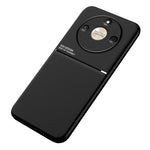 Lines Imprinted PU Leather+TPU Case for Honor X50 , Phone Cover with Car Mount Metal Sheet