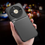 Lines Imprinted PU Leather+TPU Case for Honor X50 , Phone Cover with Car Mount Metal Sheet
