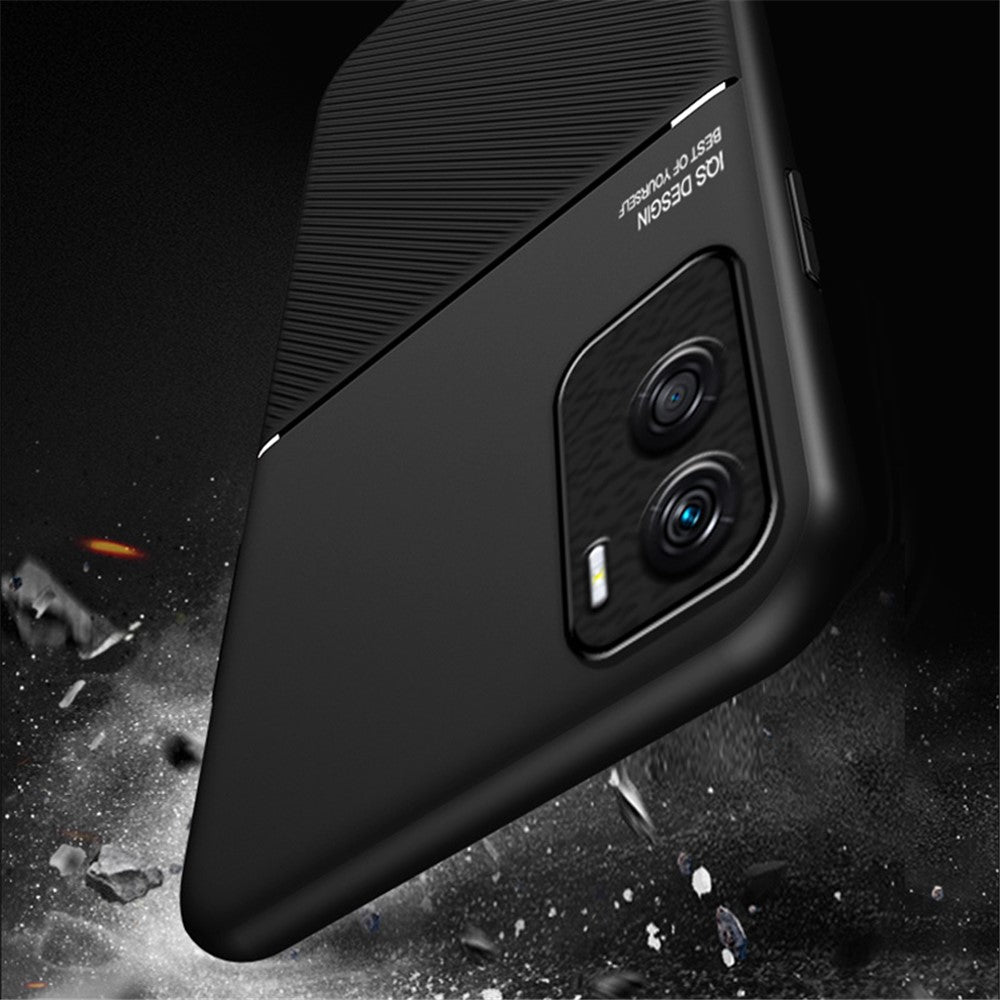 Magnetic Car Mount Phone Case for Honor X50i 5G , PU Leather+TPU Lines Imprinted Cover