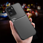 Magnetic Car Mount Phone Case for Honor X50i 5G , PU Leather+TPU Lines Imprinted Cover