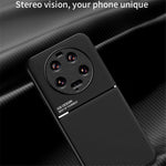 Xiaomi 13 Ultra Lines Präglat PU-läder+TPU-skal Magnetisk bilhållare mobilskydd