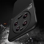 Xiaomi 13 Ultra Lines Präglat PU-läder+TPU-skal Magnetisk bilhållare mobilskydd