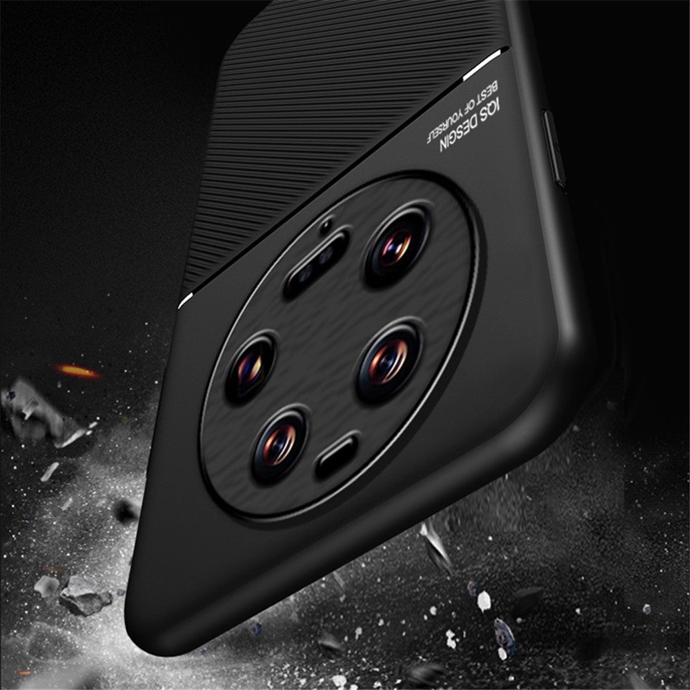 Xiaomi 13 Ultra Lines Präglat PU-läder+TPU-skal Magnetisk bilhållare mobilskydd