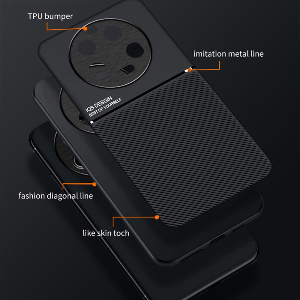Xiaomi 13 Ultra Lines Präglat PU-läder+TPU-skal Magnetisk bilhållare mobilskydd