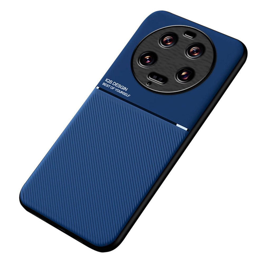 Xiaomi 13 Ultra Lines Präglat PU-läder+TPU-skal Magnetisk bilhållare mobilskydd