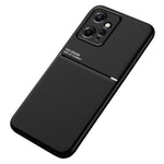 For Xiaomi Redmi Note 12 4G Magnetic Car Mount Phone Case Lines Imprinted PU Leather+TPU Cover