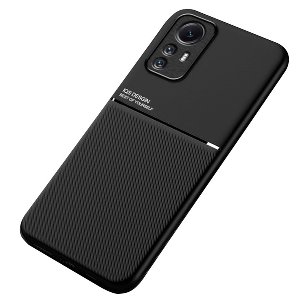 Xiaomi Redmi Note 12S 4G-linjer Präglat PU-läder + TPU-skal Magnetiskt bilfäste mobilskal