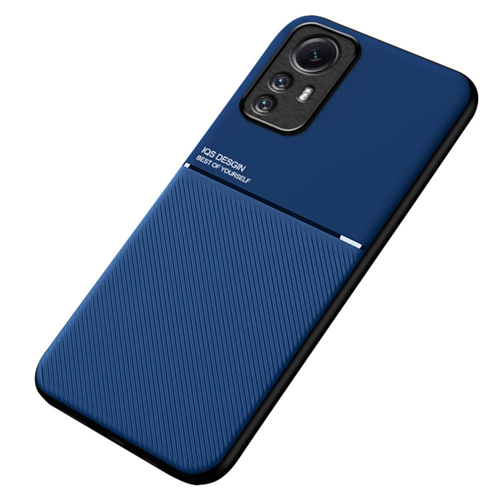 Xiaomi Redmi Note 12S 4G-linjer Präglat PU-läder + TPU-skal Magnetiskt bilfäste mobilskal