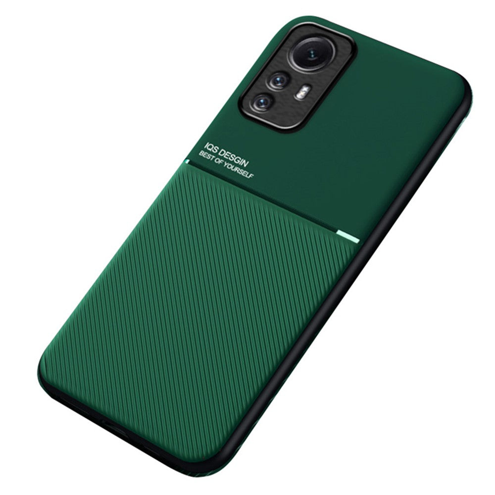 Xiaomi Redmi Note 12S 4G-linjer Präglat PU-läder + TPU-skal Magnetiskt bilfäste mobilskal