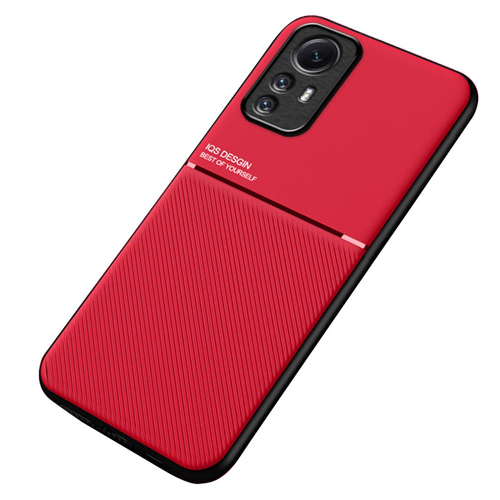 Xiaomi Redmi Note 12S 4G-linjer Präglat PU-läder + TPU-skal Magnetiskt bilfäste mobilskal