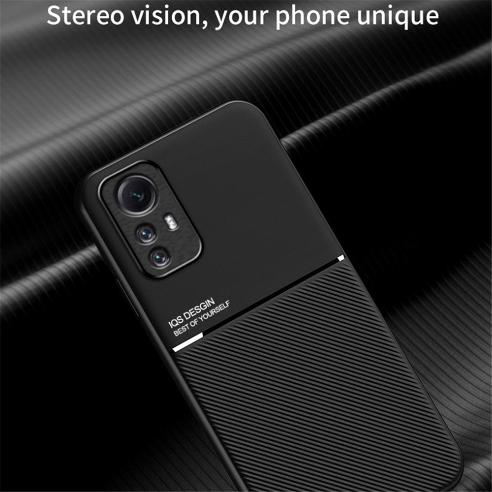 Xiaomi Redmi Note 12S 4G-linjer Präglat PU-läder + TPU-skal Magnetiskt bilfäste mobilskal