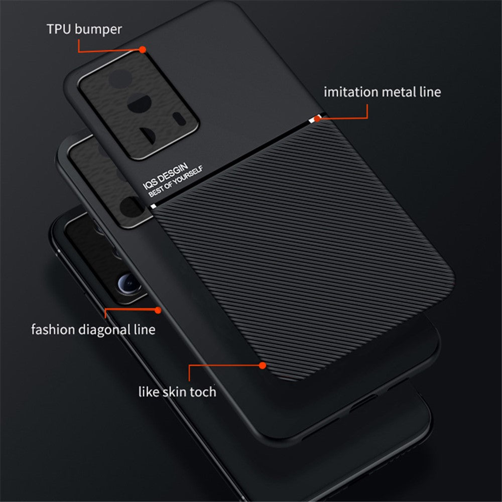 Linjer Präglat mobilskal för Xiaomi 13 Lite / Civi 2 5G, Magnetiskt Bilfäste Läder + TPU mobilskal