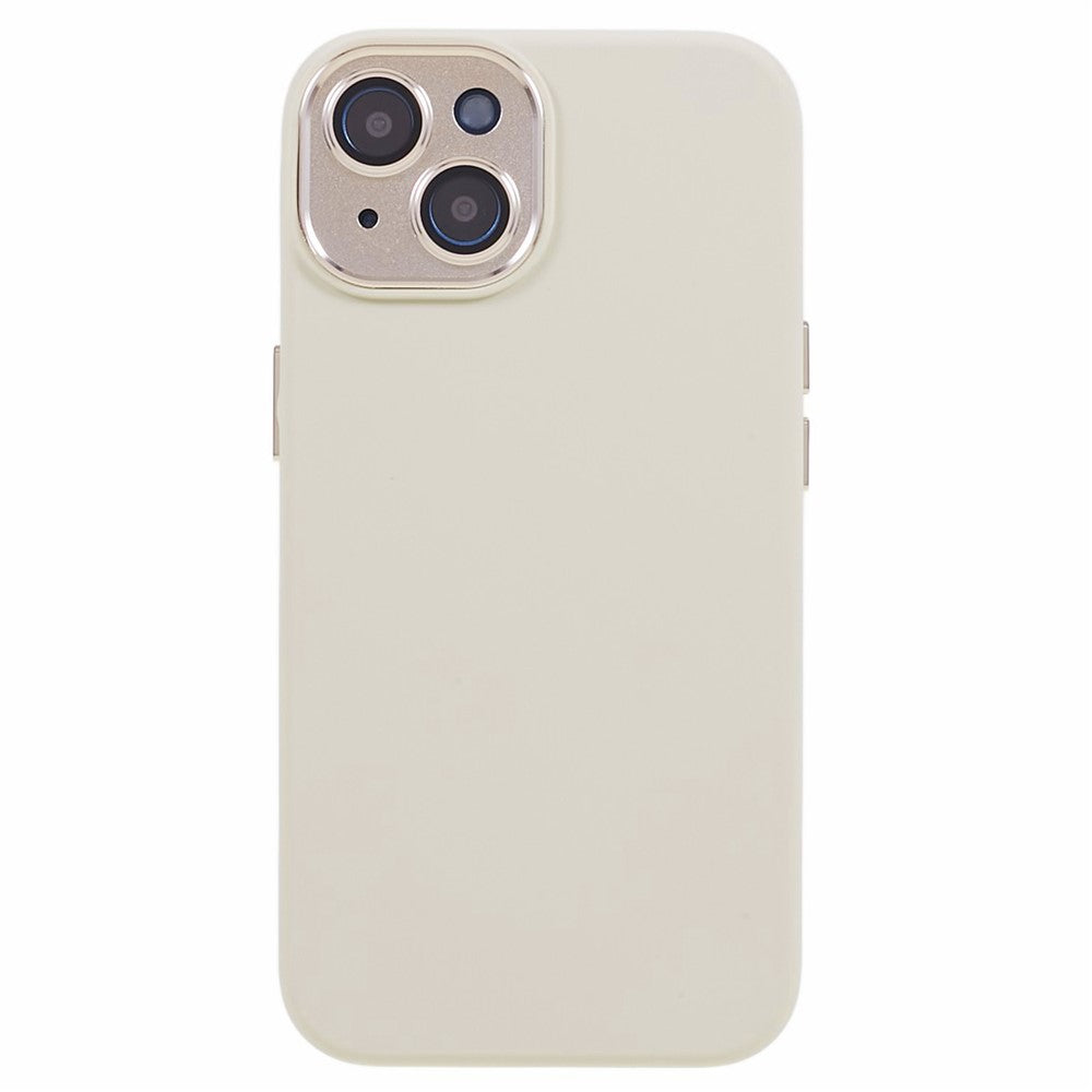 Til iPhone 15 Flydende Silikone+PC Telefoncover Aluminiumlegering+Hærdet Glas Linsebeskyttelse Bagside