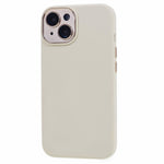 Til iPhone 15 Flydende Silikone+PC Telefoncover Aluminiumlegering+Hærdet Glas Linsebeskyttelse Bagside