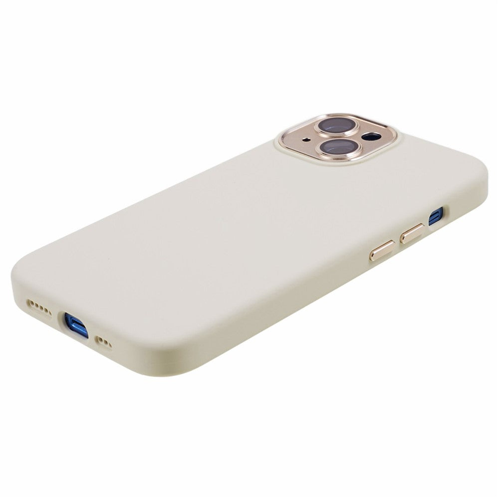 Til iPhone 15 Flydende Silikone+PC Telefoncover Aluminiumlegering+Hærdet Glas Linsebeskyttelse Bagside