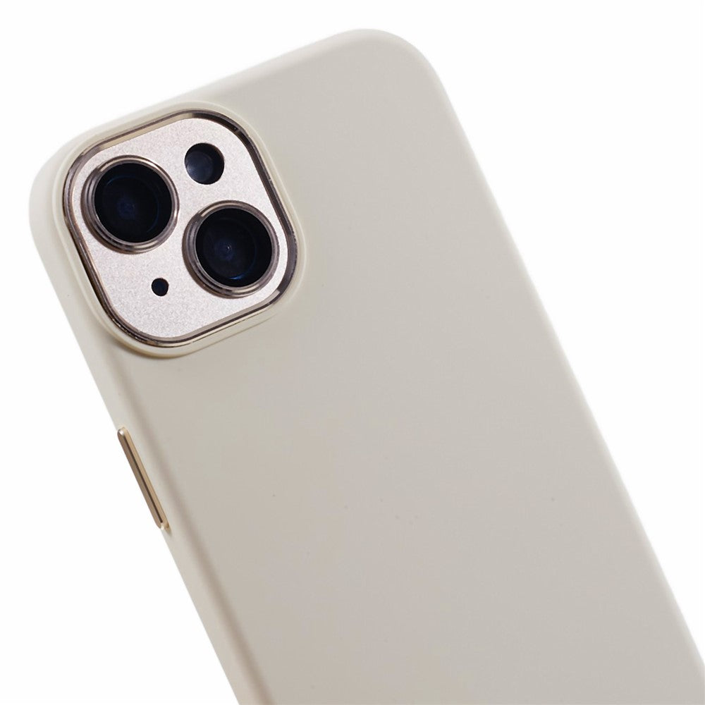 Til iPhone 15 Flydende Silikone+PC Telefoncover Aluminiumlegering+Hærdet Glas Linsebeskyttelse Bagside