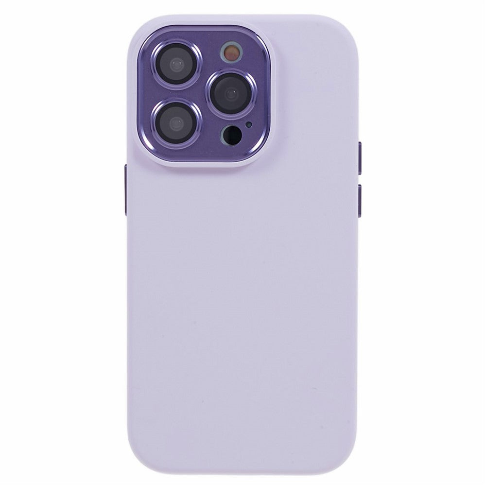 Til iPhone 15 Pro Flydende Silikone+PC Bagcover Aluminiumslegering+Hærdet Glas Linsebeskyttelse Telefoncover