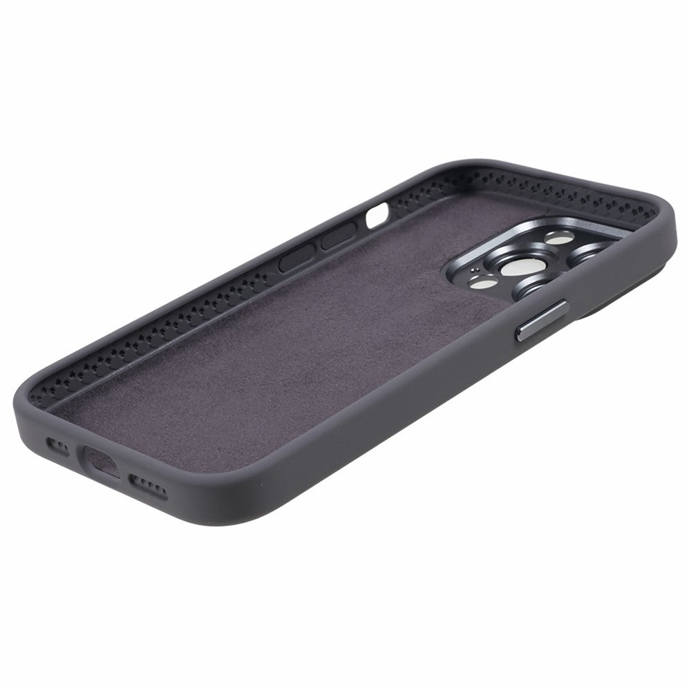 Til iPhone 15 Pro Flydende Silikone+PC Bagcover Aluminiumslegering+Hærdet Glas Linsebeskyttelse Telefoncover
