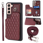Style 008 For Samsung Galaxy S22+ 5G Anti-Scratch Phone Case Kickstand RFID Blocking PU Leather+TPU Cover with 2 Straps