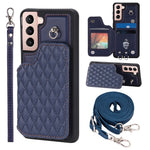 Style 008 For Samsung Galaxy S22+ 5G Anti-Scratch Phone Case Kickstand RFID Blocking PU Leather+TPU Cover with 2 Straps