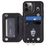 Style 008 Protective Phone Case for iPhone 12 Pro Max 6.7 inch RFID Blocking Imprinted PU+TPU Phone Cover with Straps