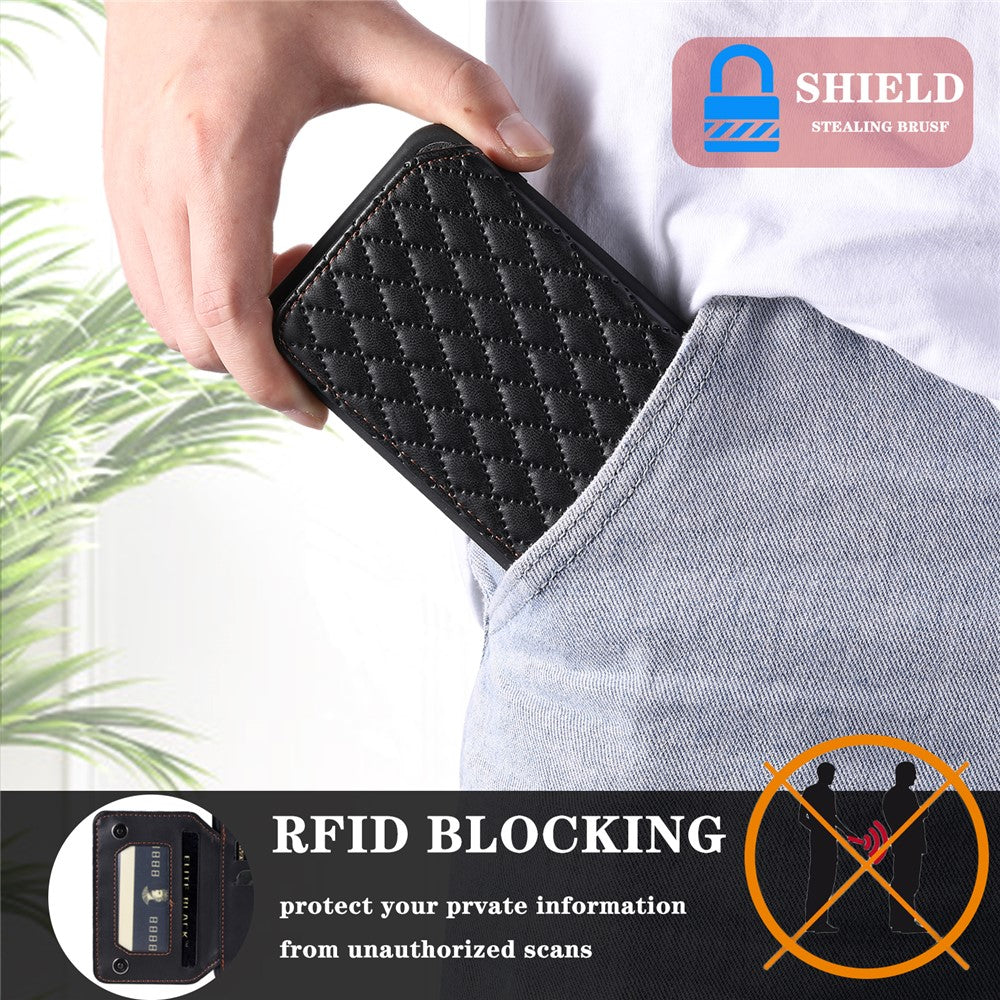 Style 008 Protective Phone Case for iPhone 12 Pro Max 6.7 inch RFID Blocking Imprinted PU+TPU Phone Cover with Straps