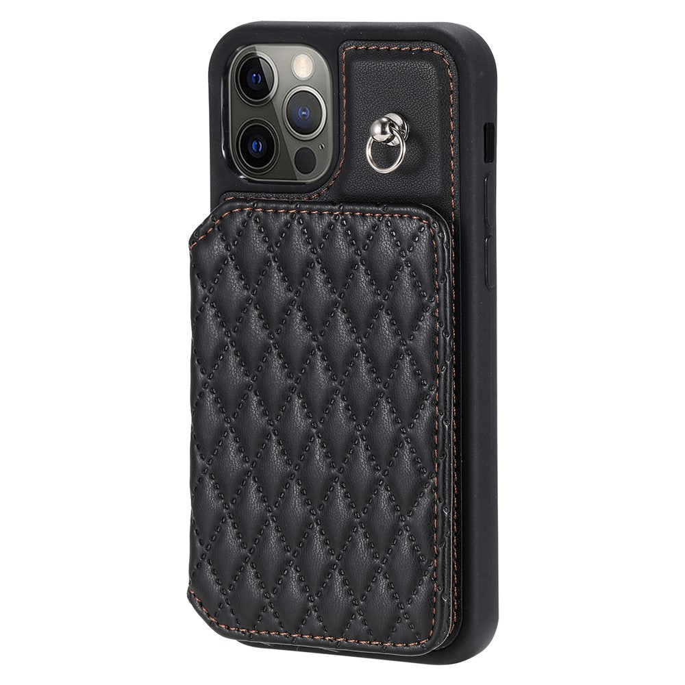 Style 008 Protective Phone Case for iPhone 12 Pro Max 6.7 inch RFID Blocking Imprinted PU+TPU Phone Cover with Straps