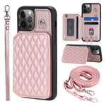 Style 008 Protective Phone Case for iPhone 12 Pro Max 6.7 inch RFID Blocking Imprinted PU+TPU Phone Cover with Straps