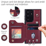 Style 008 For Samsung Galaxy S22 Ultra 5G RFID Blocking Card Holder Phone Case Leather+TPU Kickstand Back Cover