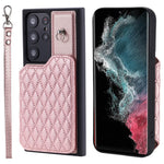 Style 008 For Samsung Galaxy S22 Ultra 5G RFID Blocking Card Holder Phone Case Leather+TPU Kickstand Back Cover