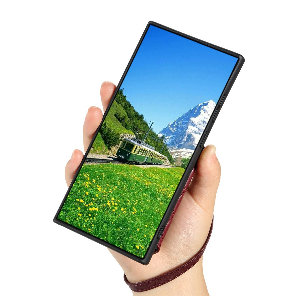Stil 008 För Samsung Galaxy A14 5G / A14 4G Stativskal PU-läder + TPU RFID-blockerande mobilskal med handledsrem