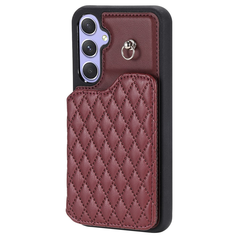 Stil 008 För Samsung Galaxy A14 5G / A14 4G Stativskal PU-läder + TPU RFID-blockerande mobilskal med handledsrem