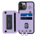 Style 008 Kortholdercover til iPhone 12 Pro Max 6,7 tommer, RFID-blokerende PU-læder+TPU-telefoncover med støttefod og håndrem