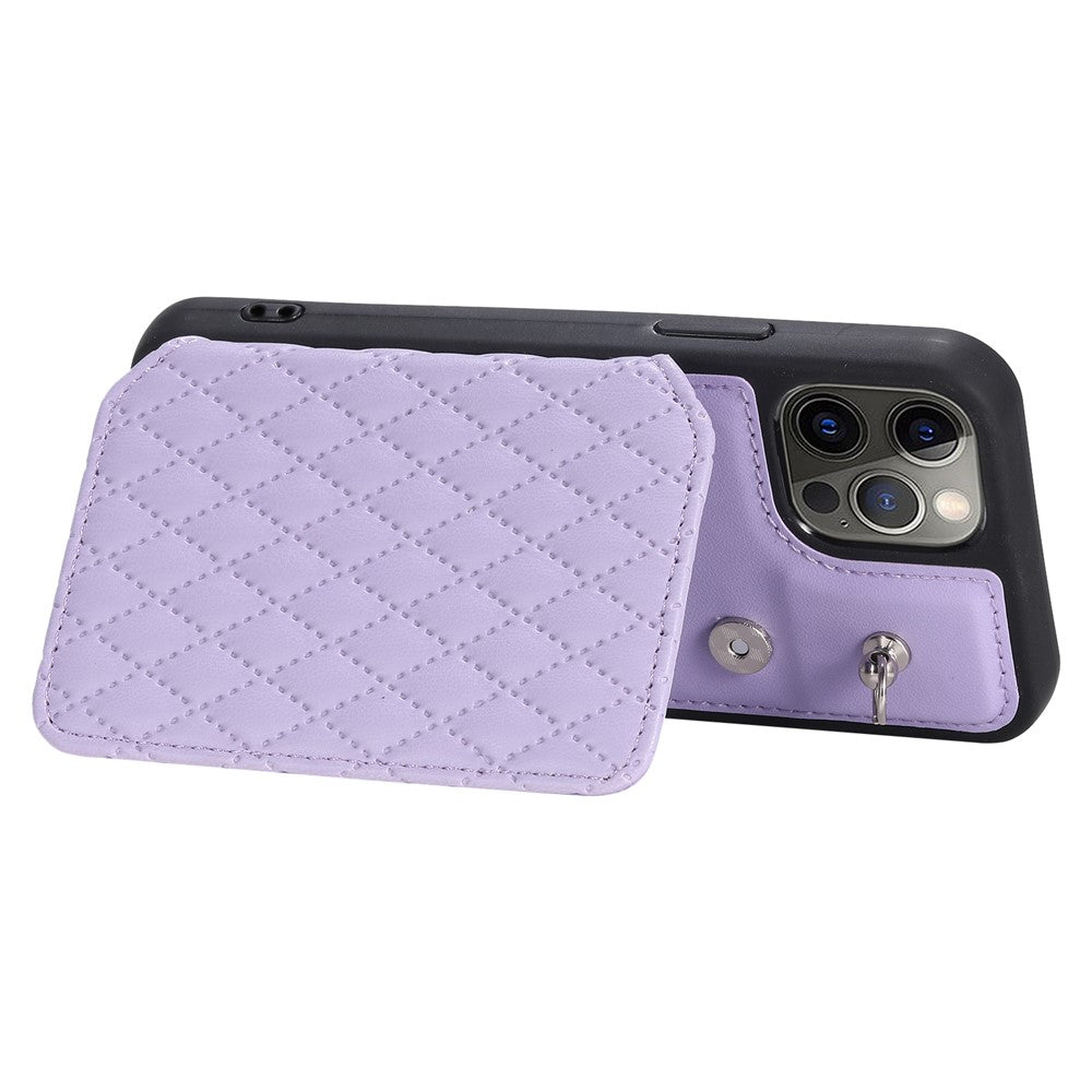 Style 008 Kortholdercover til iPhone 12 Pro Max 6,7 tommer, RFID-blokerende PU-læder+TPU-telefoncover med støttefod og håndrem