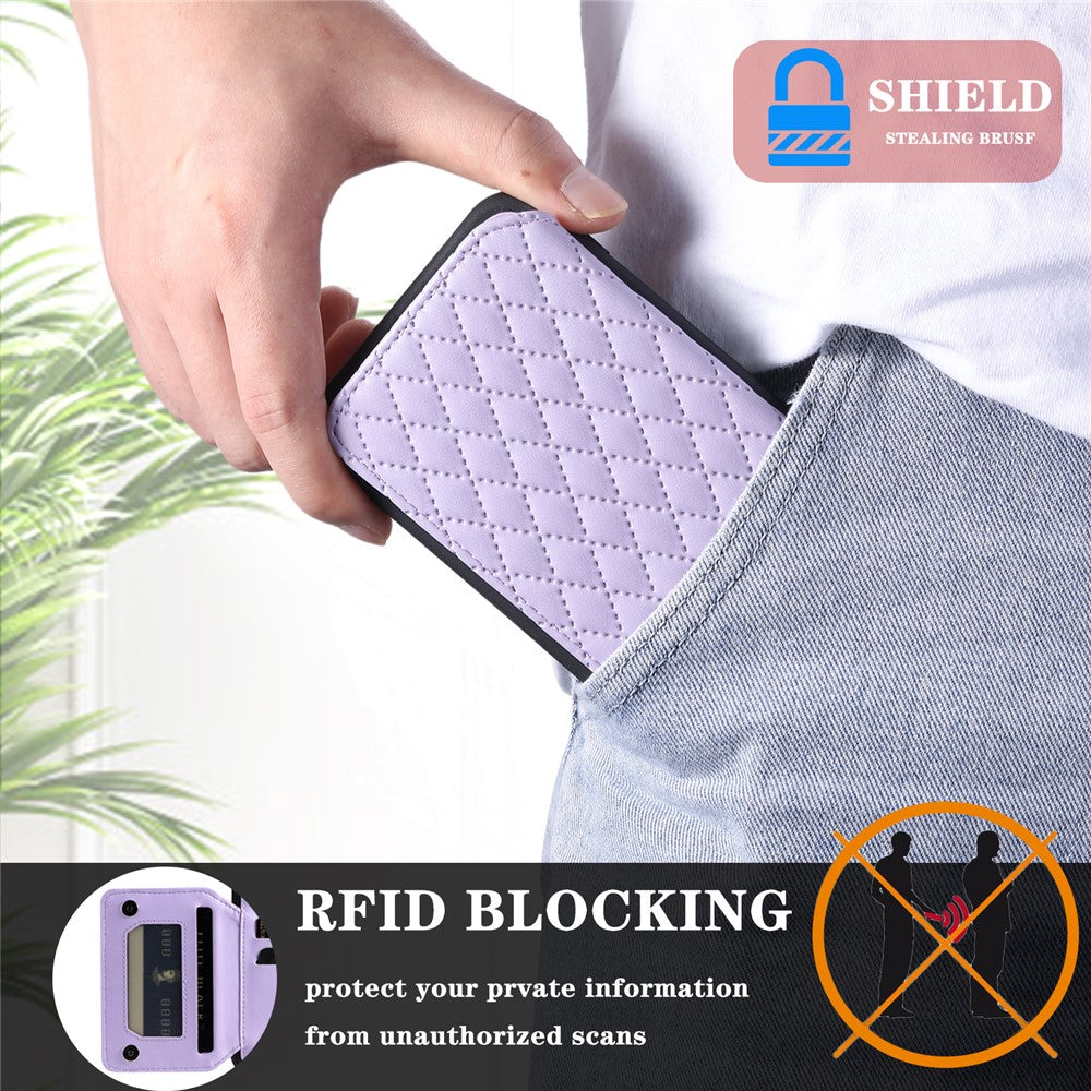 Style 008 Kortholdercover til iPhone 12 Pro Max 6,7 tommer, RFID-blokerende PU-læder+TPU-telefoncover med støttefod og håndrem